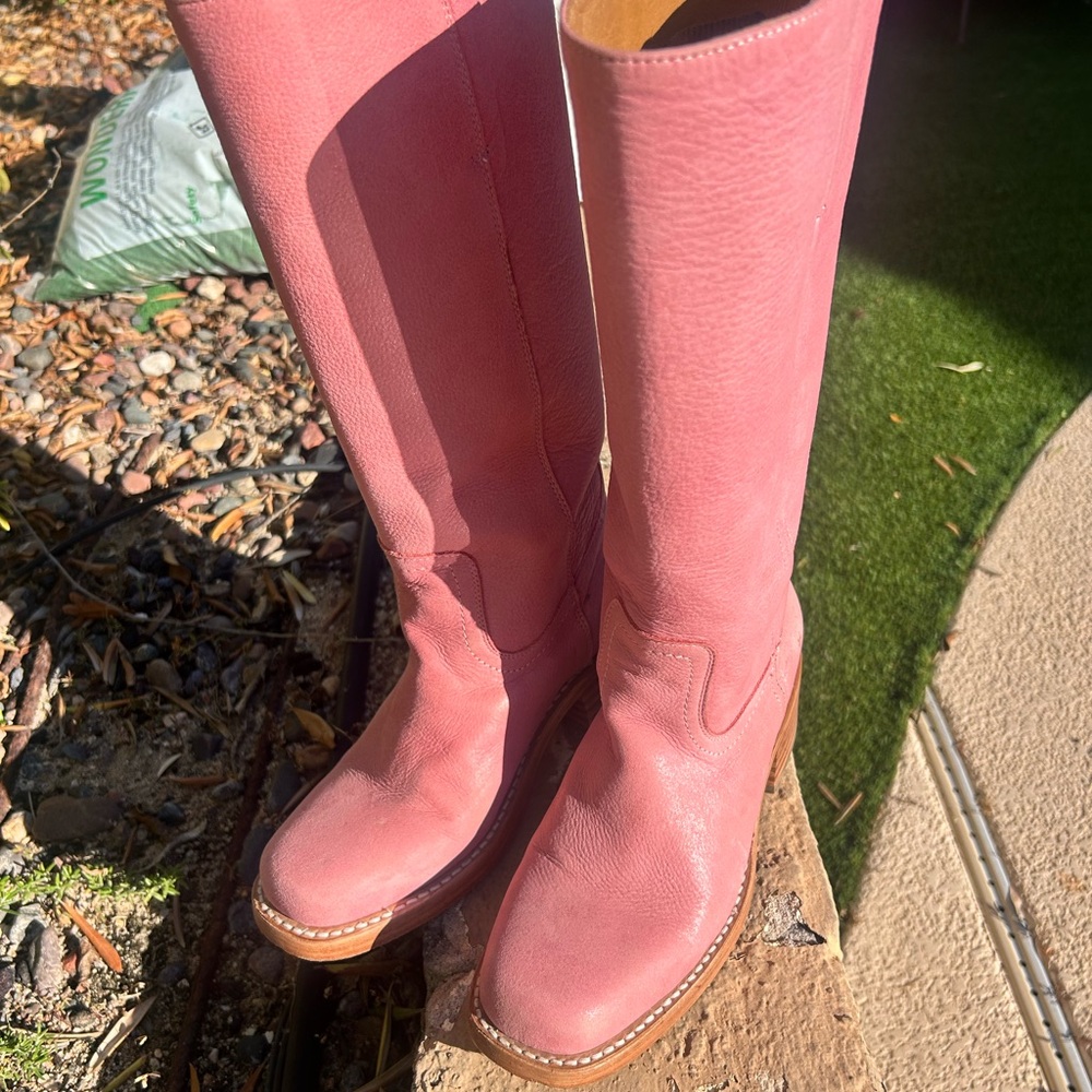 Pink Leather Women's Boots Frye’s Campus Boot - Picture 6 of 7